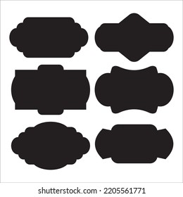Vector Set Of Label Shapes Silhouettes Illustration Isolated On White Background