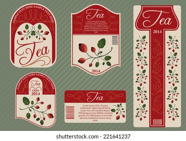 Vector set of label templates for various nature products