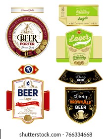 Vector set of label templates for various products, drink products