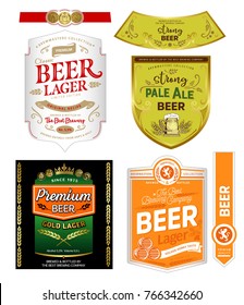 Vector set of label templates for various products, drink products