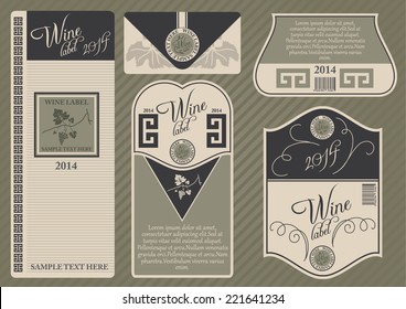 Vector set of label templates for wine products