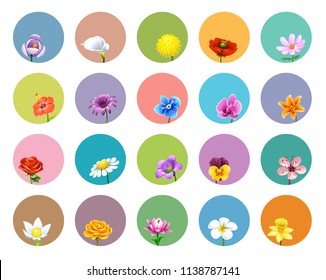 vector set of labels with flowers roses daisies buds lilies orchids