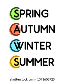 Vector Set of Labels of four Seasons in EPS10. Phrases with colored tags. Great element design for decoration in many areas.