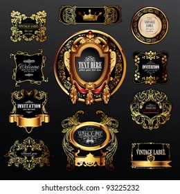 vector set of labels with gold elements for design