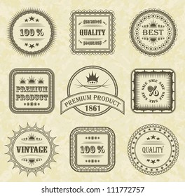 Vector set of labels with grunge background