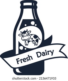 Vector set of labels and icons for milk and dairy produce. Isolated on white background.