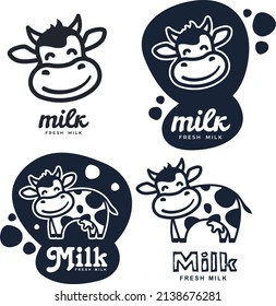 Vector set of labels and icons for milk and dairy produce. Isolated on white background.