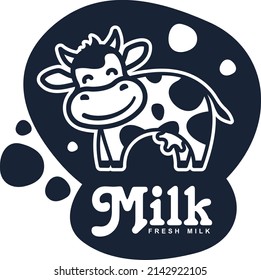 Conjunto vectorial de etiquetas e iconos para la leche y productos lácteos. Aislado sobre fondo blanco.