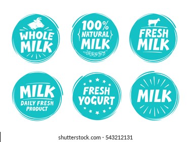 Vector set labels for milk, yogurt. Collection icons