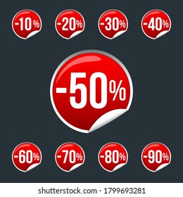 Vector set of labels for sale in online store, social network
