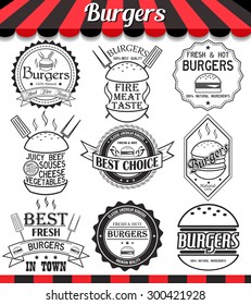 Vector set of labels, stickers,logos and logotypes elements for burger and hamburger.See more in set "Labels" of my portfolio