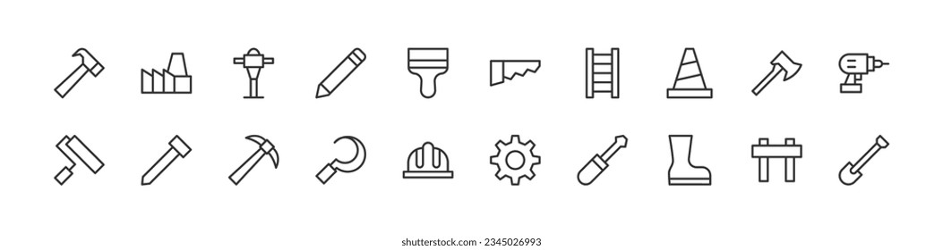 Vector set of labor thin line icons. Design of stroke pictograms. Signs of calendar isolated on a white background