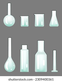 vector set of laboratory glassware isolated on white background