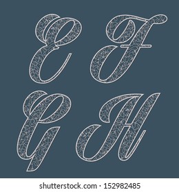 Vector set of lace letters. E F G H