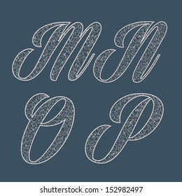 Vector set of lace letters. M N O P