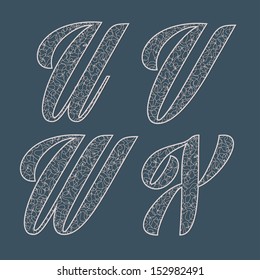 Vector set of lace letters. U V W X