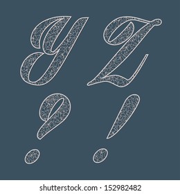 Vector set of lace letters. Y Z ? !