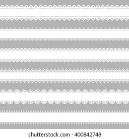 Vector set of lace ribbons. Great for design and scrapbook.Can be used as seamless pattern. Vector illustration. Border and element of decor.