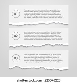 Vector Set of lacerated  sheets with numbers,infographic,banner isolated on a white background