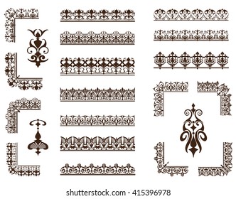 Vector set of lacy ornaments and corners