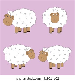 Vector set of lamb on a pink background isolated