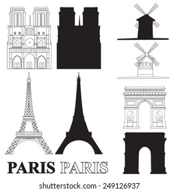 Vector set with landmarks of Paris