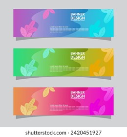Vector set of landscape banner background design concept. Colorful background business layout template