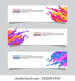 Vector set of landscape banner background design concept. Colorful background business layout template