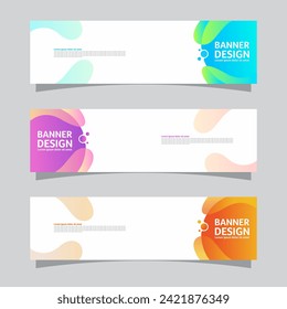 Vector set of landscape banner background design concept. Colorful background business layout template
