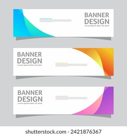 Vector set of landscape banner background design concept. Colorful background business layout template