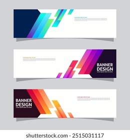 Vector set of landscape banner background design concept. Colorful background business layout template