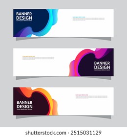 Vector set of landscape banner background design concept. Colorful background business layout template