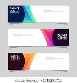 Vector set of landscape banner background design concept. Colorful background business layout template