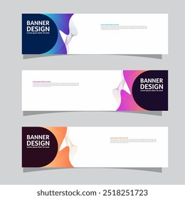 Vector set of landscape banner background design concept. Colorful background business layout template