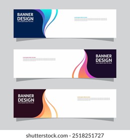 Vector set of landscape banner background design concept. Colorful background business layout template