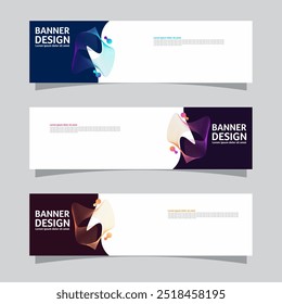 Vector set of landscape banner background design concept. Colorful background business layout template
