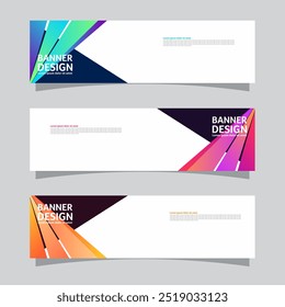 Vector set of landscape banner background design concept. Colorful background business layout template