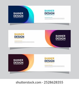 Vector set of landscape banner background design concept. Colorful background business layout template