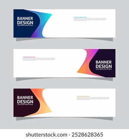 Vector set of landscape banner background design concept. Colorful background business layout template