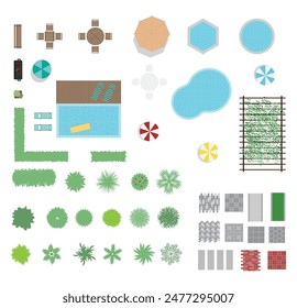 Vector set for landscaping and architecture projects - outdoor area