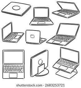 vector set of laptop cartoon