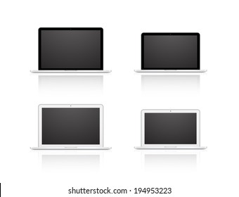 Vector set laptop isolated on white background with transparent shadow