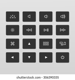 Vector Set of Laptop Keyboard Control Buttons Icons