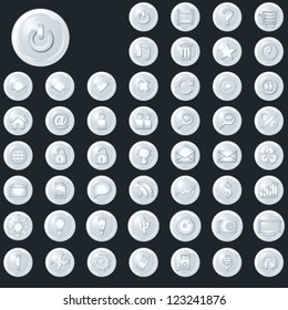 Vector set of large collection of glass web buttons