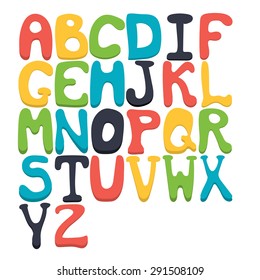 Vector set of Latin letters. Colorful alphabet.