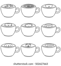 vector set of latte art