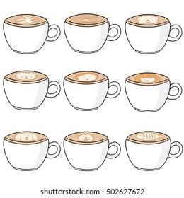 vector set of latte art