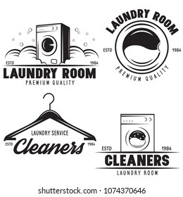 vector set of laundry logos emblems and design elements. logotype templates and badges. Vector illustration.