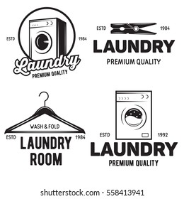 vector set of laundry logos emblems and design elements. logotype templates and badges. Vector illustration.