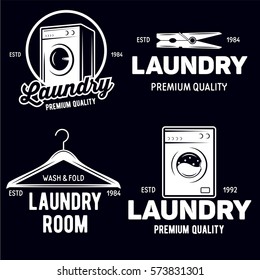vector set of laundry logos emblems and design elements. logotype templates and badges. Vector illustration.